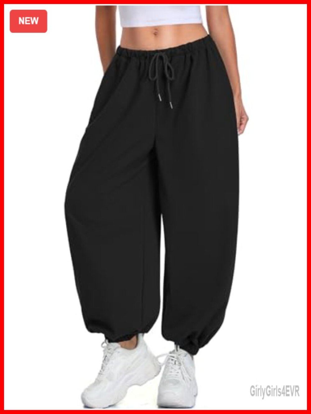 Baggy Balloon Wide Leg Sweatpants Harem Barrel Pants with Pockets